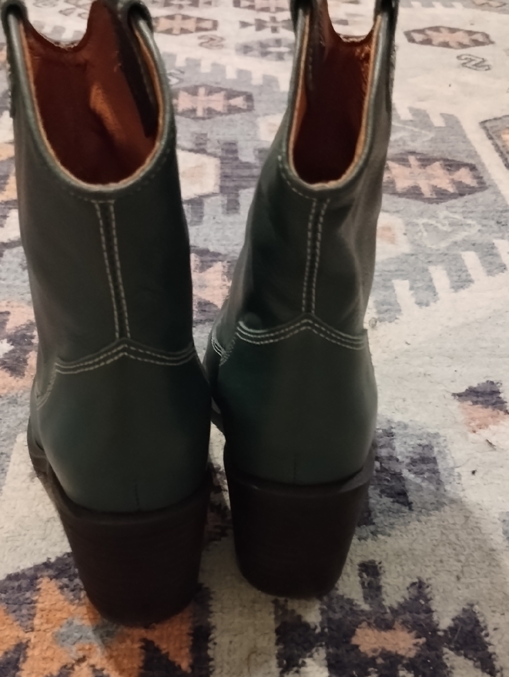 Free People Wandering Western Cowboy Boots Green Leather 7 Like New - Picture 9 of 12